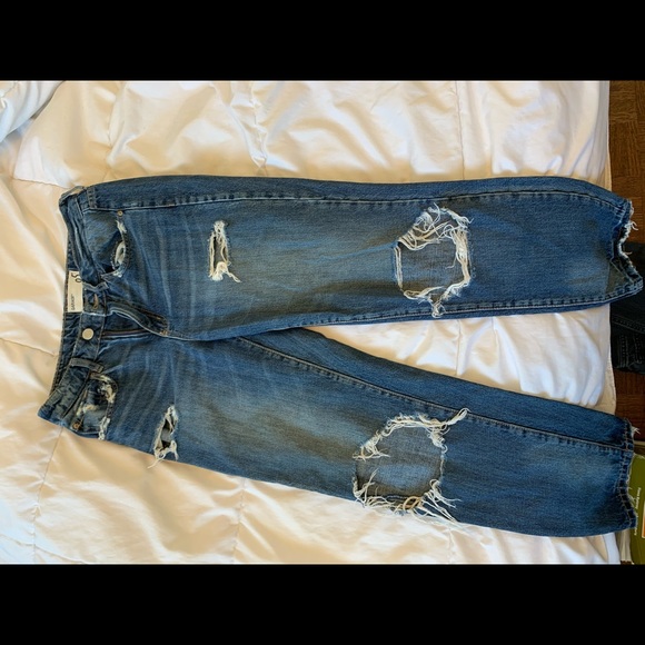 Ripped blue jeans